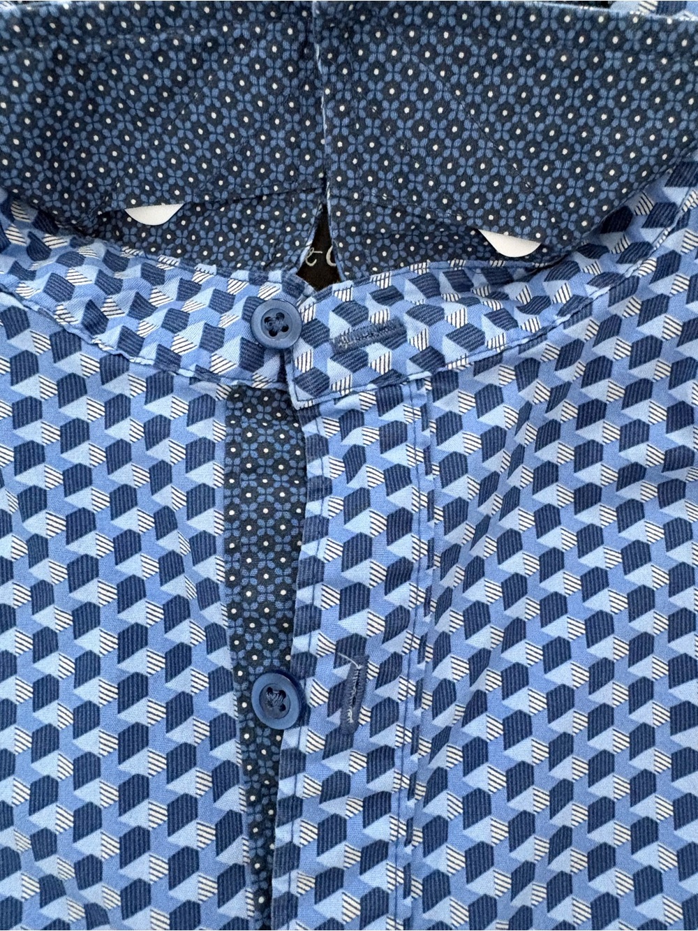 Robert Graham Button Up Shirt Contrast Cuff Blue Geometric Designer Office XL - Picture 11 of 16